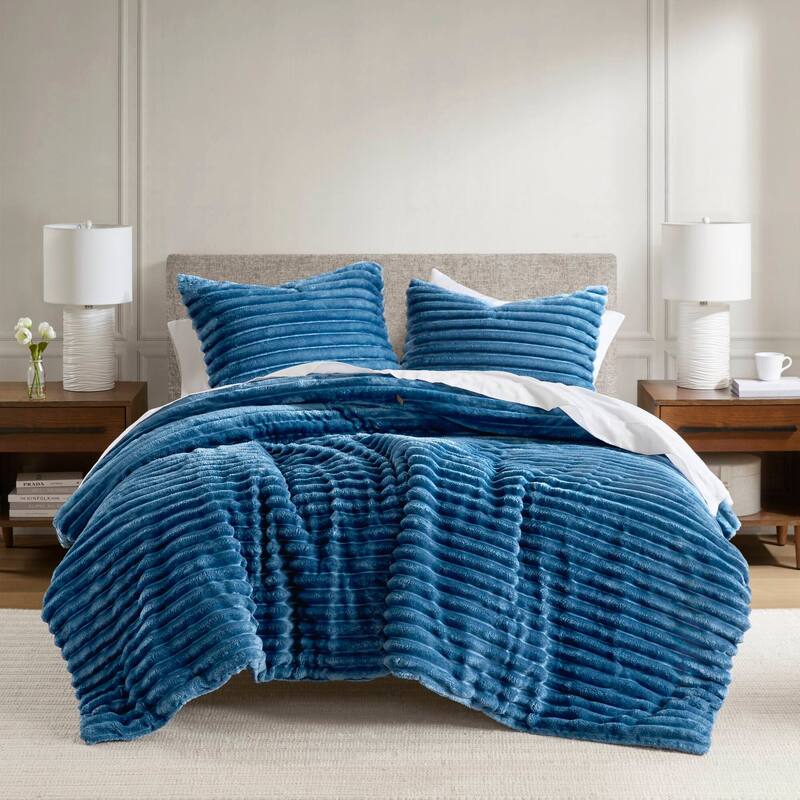 Chelsea Square Avril Fluffy Ribbed Plush Comforter Set
