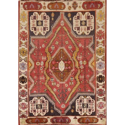 Vegetable Dye Shiraz Persian Antique Rug Hand-knotted Wool Carpet - 3'10"x 5'6"