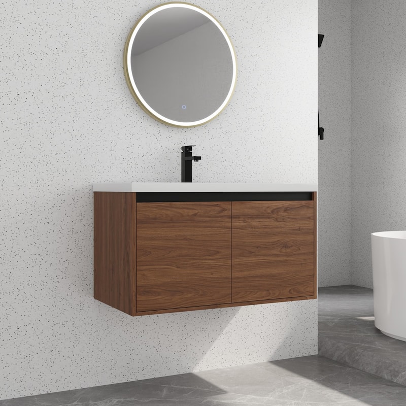 Bathroom Vanity With Sink In 16/20/24/30/36 Inch, Floating Bathroom Vanity With Soft Close Door
