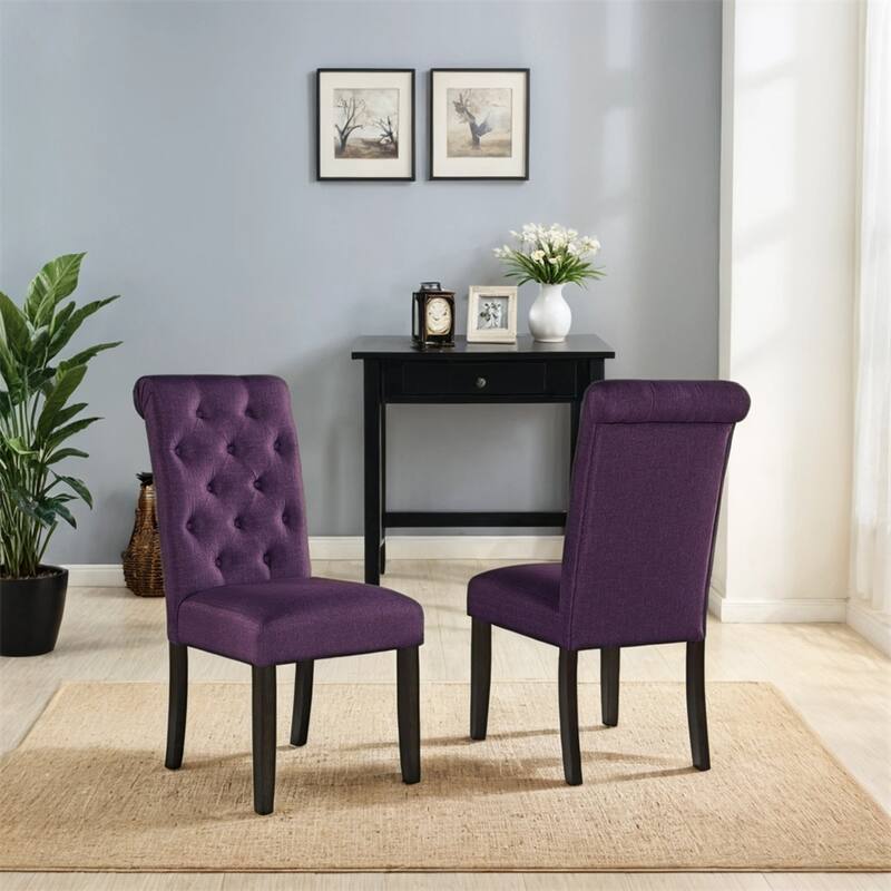 Leviton Solid Wood Tufted Asons Dining Chair,Set of 2