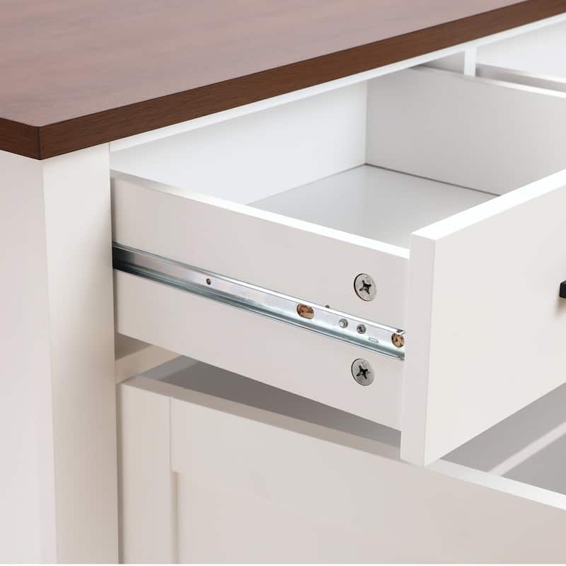 White Wood 2-Drawer 2-Door Sideboard Storage Cabinet - 32.83" H x 35.81" W x 15.75" D