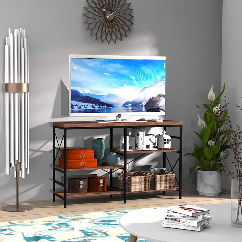 51" Console Table with 4 Tier Storage Shelves