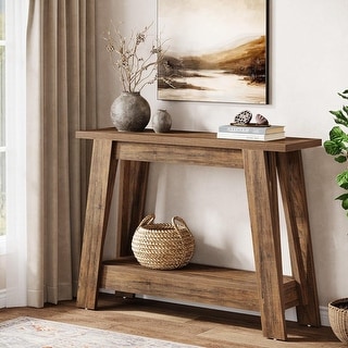 41.3 Inches Farmhouse Console Table, 2 Tiers Wooden Entryway Table