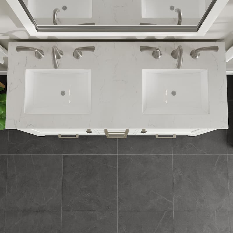 Aberdeen 48 in. Double Sink Vanity with Carrara Quartz Top & Undermount Sinks