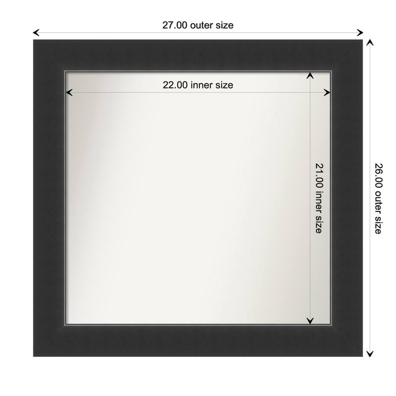 Corvino Black Framed Non-Beveled Custom Wall Mirror, Bathroom Vanity Mirror - Outer Size: 27 x 26