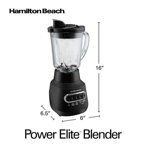 Hamilton Beach Power Elite Wave Action blender-for Shakes & Smoothies,  Puree, Crush Ice, 40 Oz Glass Jar, 12 Functions, Stainless Steel Ice