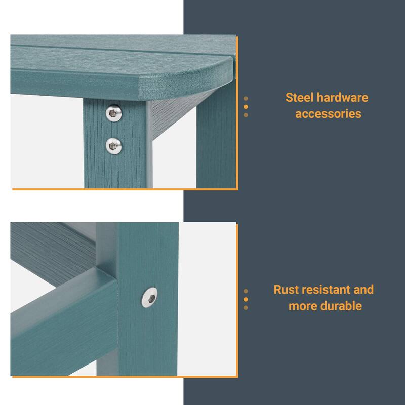 LIVOOSUN Patio Adirondack Plastic Wood Outdoor Side Table for Deck