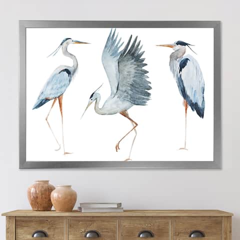 Designart "Heron Birds II" Traditional Framed Art Print