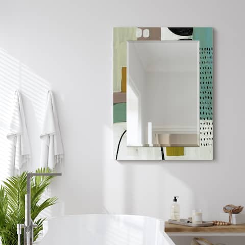 Introductions Rectangular Beveled Mirror on Free Floating Printed Tempered Art Glass - Clear - 40" x 30"