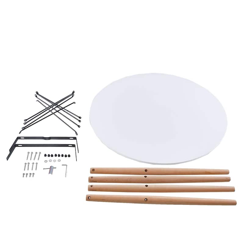 31.5"White Table Mid-century Dining Table for 2-4 people With Round Mdf Table Top, End Table Leisure Coffee Table