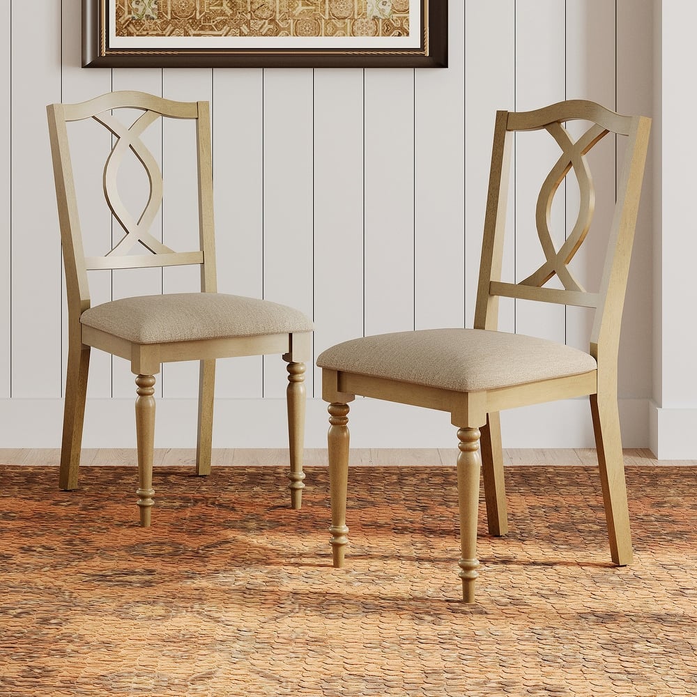 Wood Dining Chair with Cross-Back & Rubber Wood Gourd-Shaped Leg, Oak