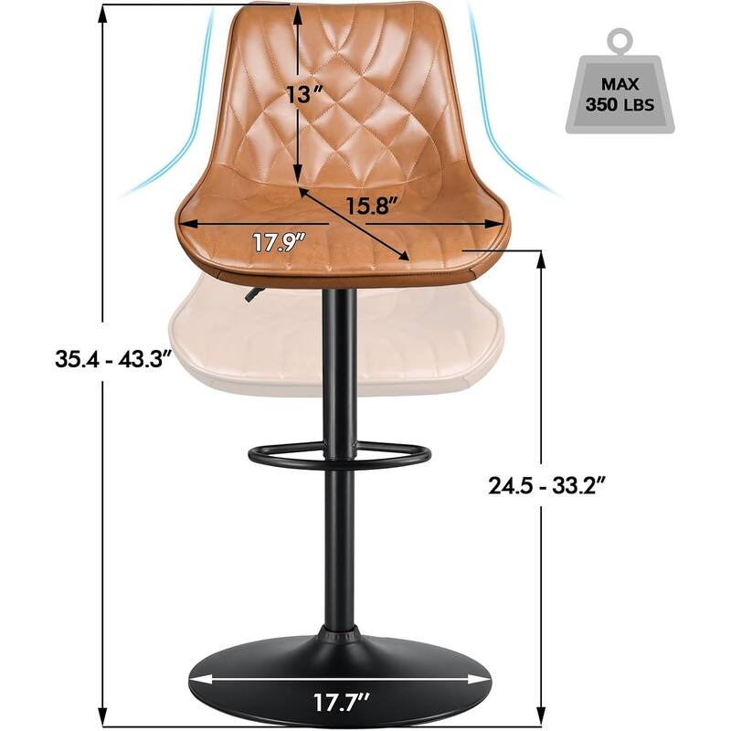 BOSSIN Bar Stools,Counter Heigh Faux Leather Adjustable Bar Stools with Back, Dining Chair