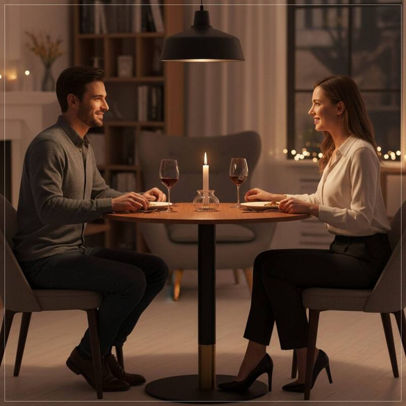 Vail Round Dining Table with 27 in. MDF Tabletop in Black Stainless Steel Round Pedestal Base with Gold Accent Kitchen Table