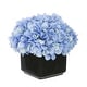 preview thumbnail 16 of 31, Faux Hydrangea in Small Black Cube Ceramic Vase Blue