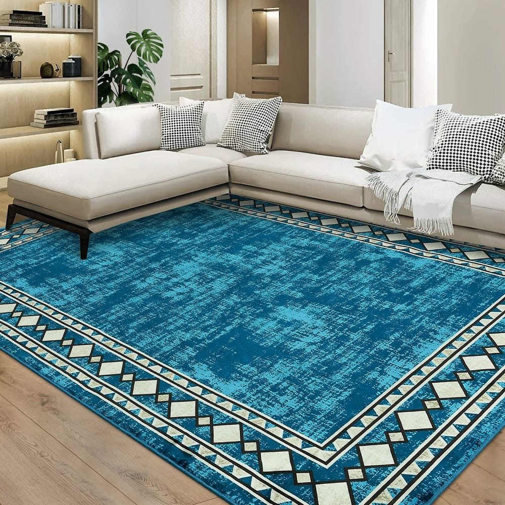 Garvee Machine Washable Rug Modern Bordered Area Rugs