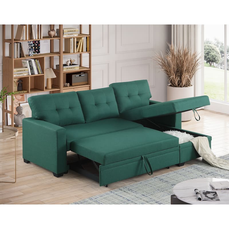 Convertible Upholstered Sectional Sofa With Pull-Out Chaise