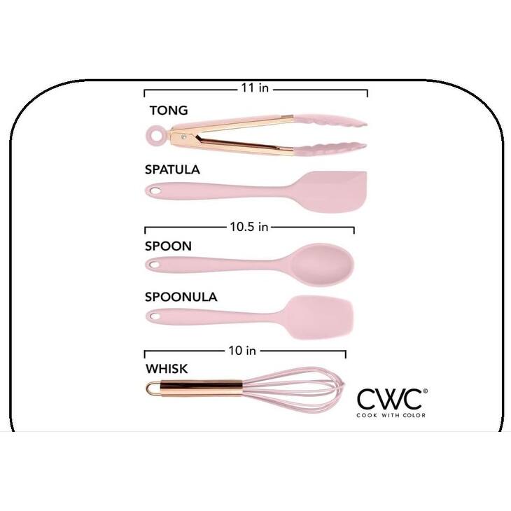 COOK WITH COLOR Silicone Kitchen Utensil Set Nonstick Safe, Easy-Clean Cooking Tools, Aqua