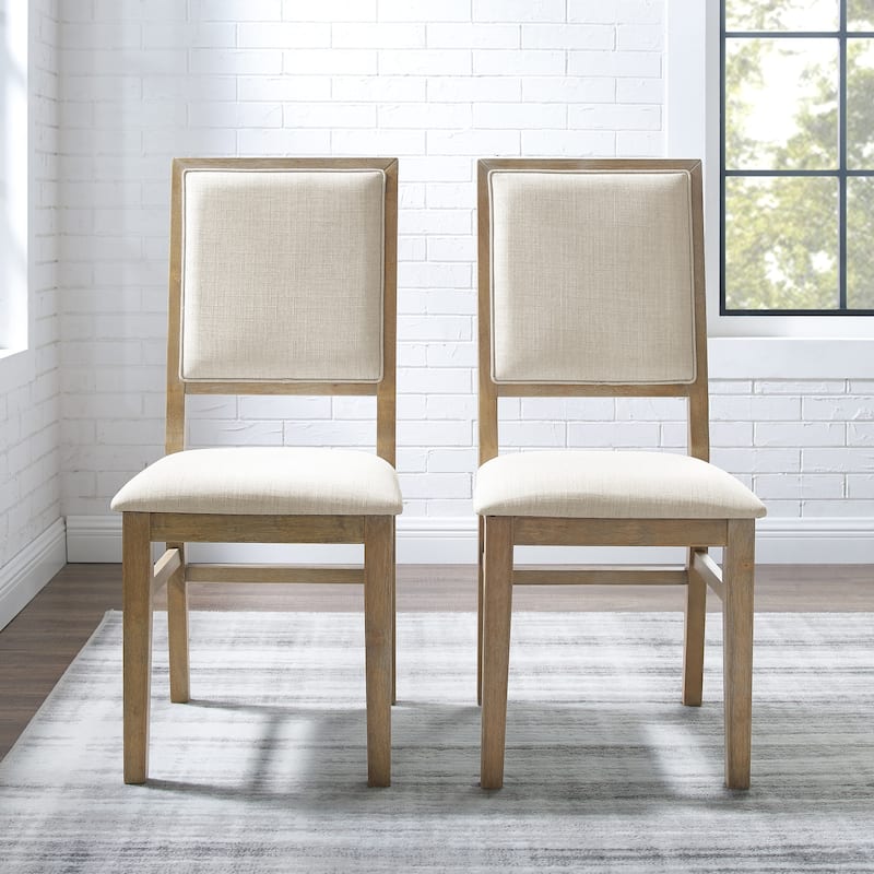 Upholstered Dining Chairs Set of 2 - Rustic Farmhouse Style - Elegant X-Back Design - Rubberwood Frame