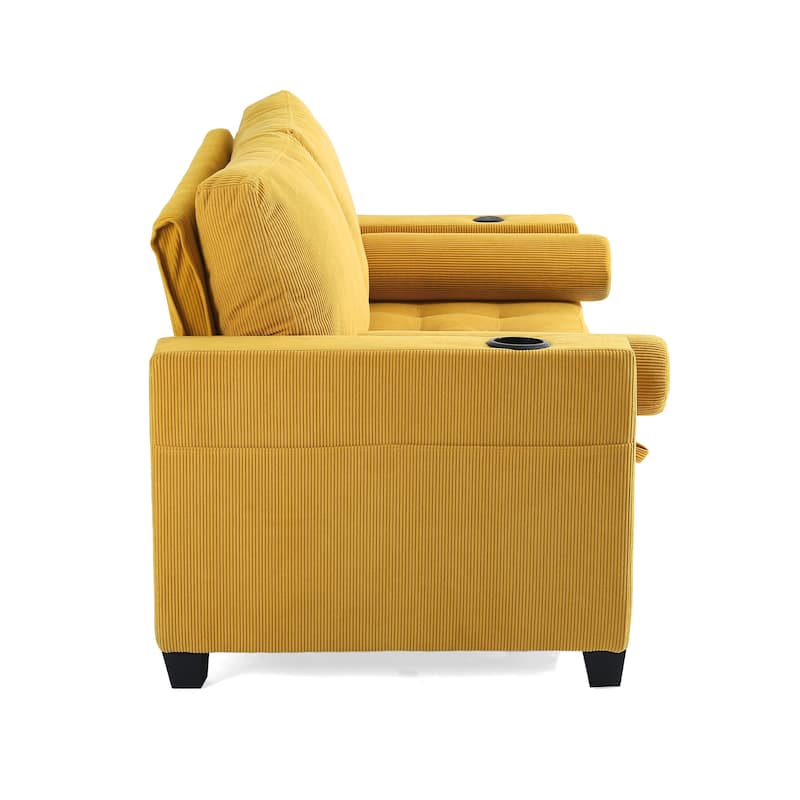 3-in-1 Pull-Out Sleeper Sofa Bed Convertible Adjustable Multi-Functional Loveseat with USB Port