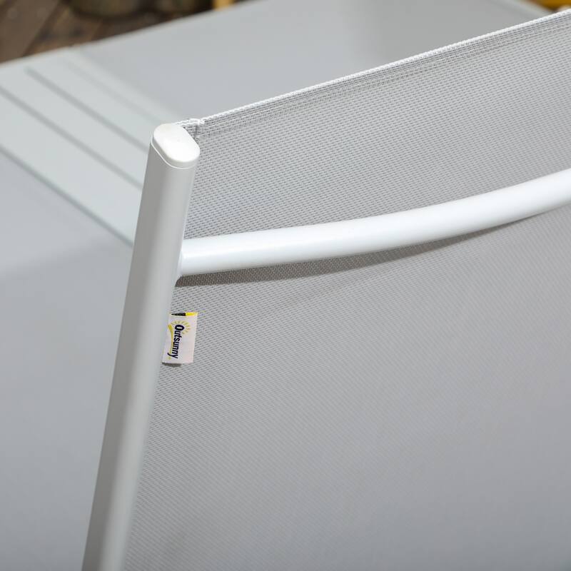 Pool Chaise Lounge Chairs (Set of 2) Conjoined Outdoor Sun Tanning Chairs with Slat Connection