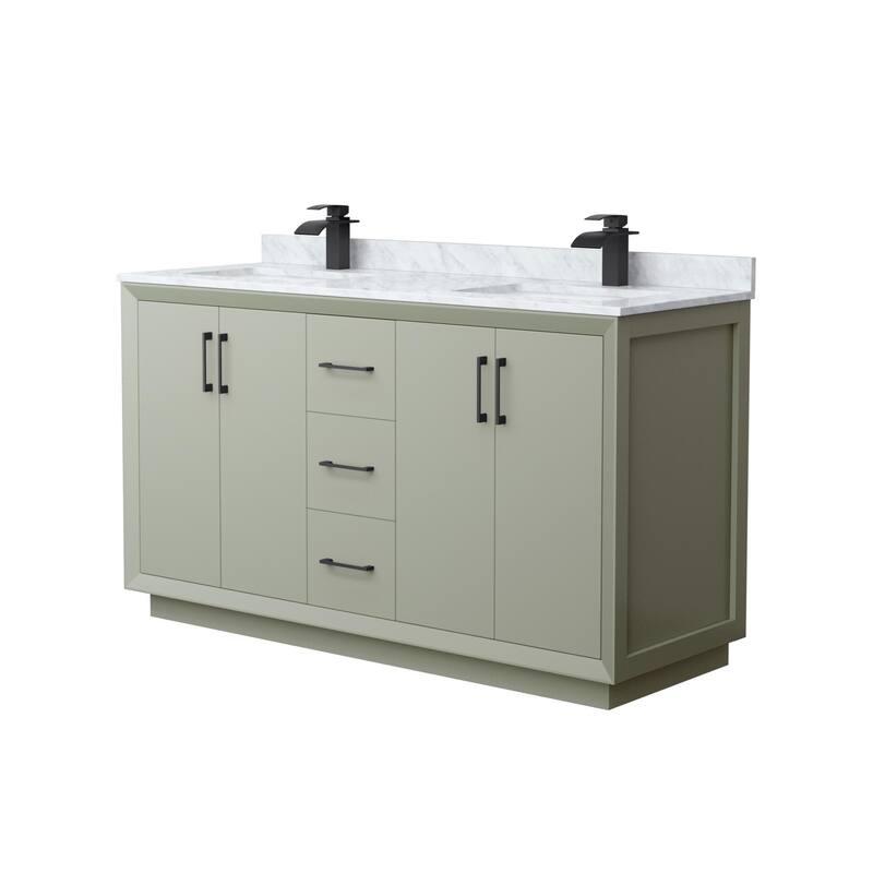 Wyndham Collection WCF414160D-NAT-UNSMXX Strada 60" Free Standing - Light Green / Matte Black Hardware