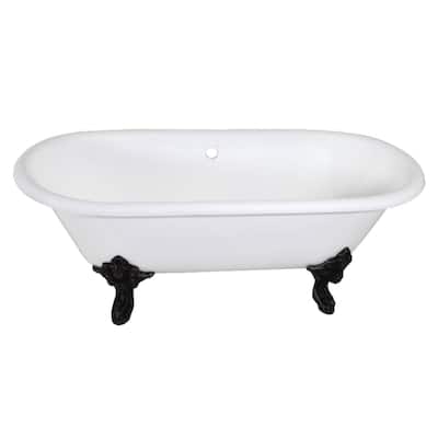 Kingston Brass Aqua Eden 72" Clawfoot Cast Iron Soaking Tub with