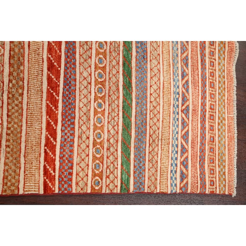 Striped Kazak Oriental Home Decor Area Rug Hand-knotted Wool Carpet - 3'10" x 5'2"