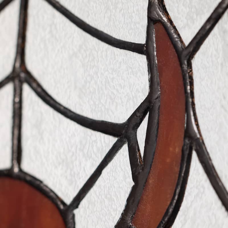 River of Goods 12in Halloween Spider Stained Glass Window Panel - 12" x 0.25" x 12"