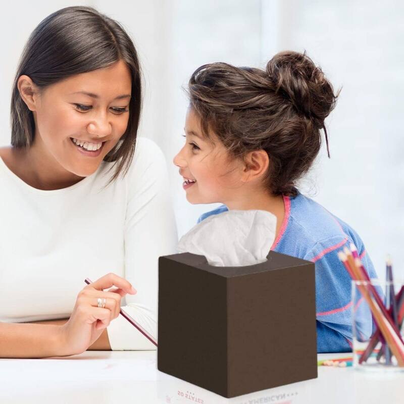 DWËLLZA HOME Bronze Tissue Box Cover Square - Plastic Facial Tissue Box Holder Set of 2