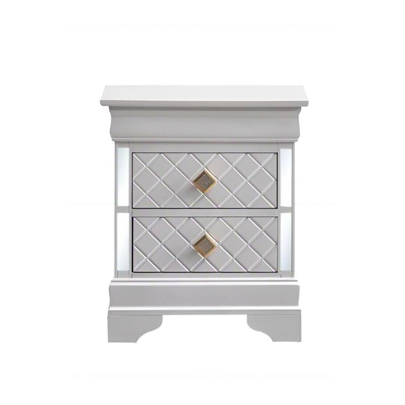 Pearl White Nightstand with Dovetailed Drawers, Fully Assembled