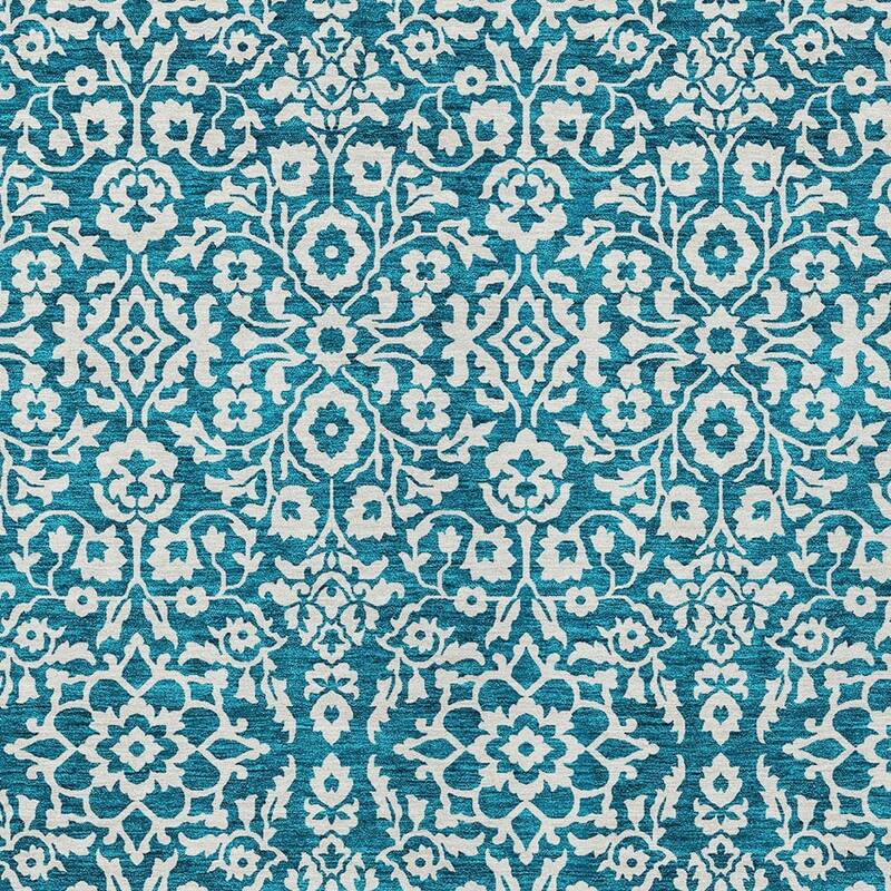 HomeRoots Damask Traditional Rectangle Outdoor Rug