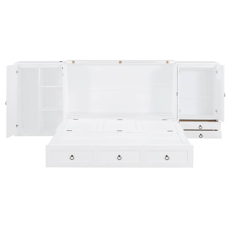 Queen Murphy Bed with USB, Wardrobes, Drawers