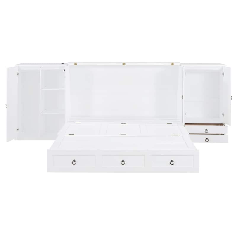 Queen Size Murphy Bed with USB Port, Little Wardrobes and Drawers