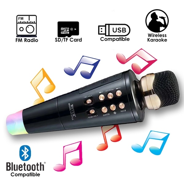 handheld wireless karaoke microphone with portable bluetooth speaker