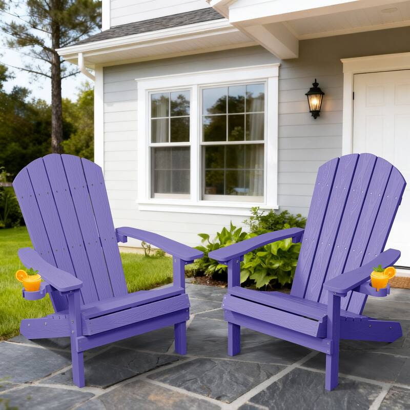 WINSOON All Weather HIPS Outdoor Plastic Adirondack Chairs Set of 2