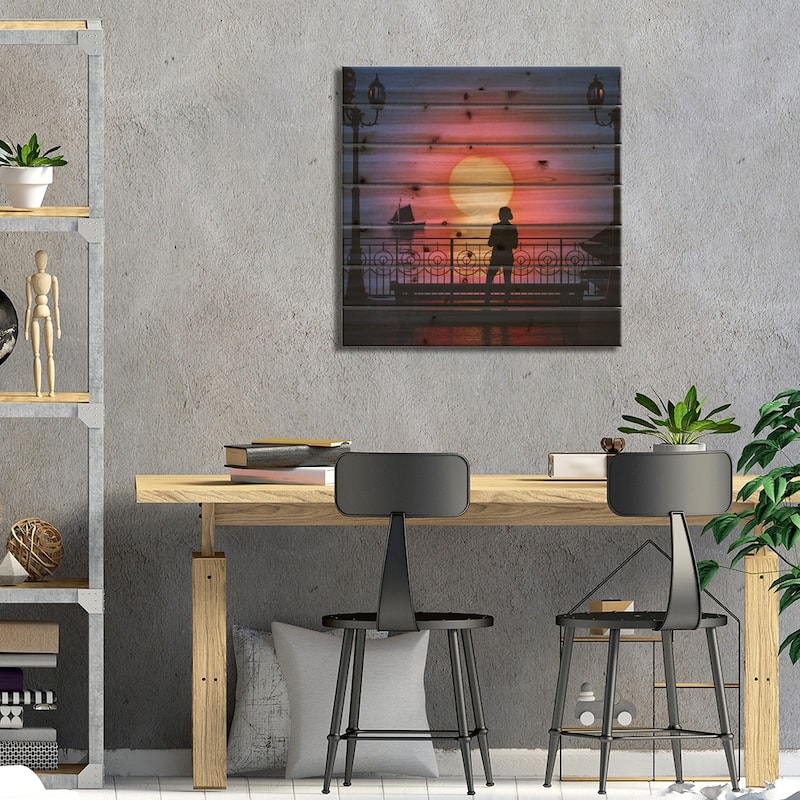 A Peaceful Sunset Print On Wood by Davansh Atry - Multi-Color
