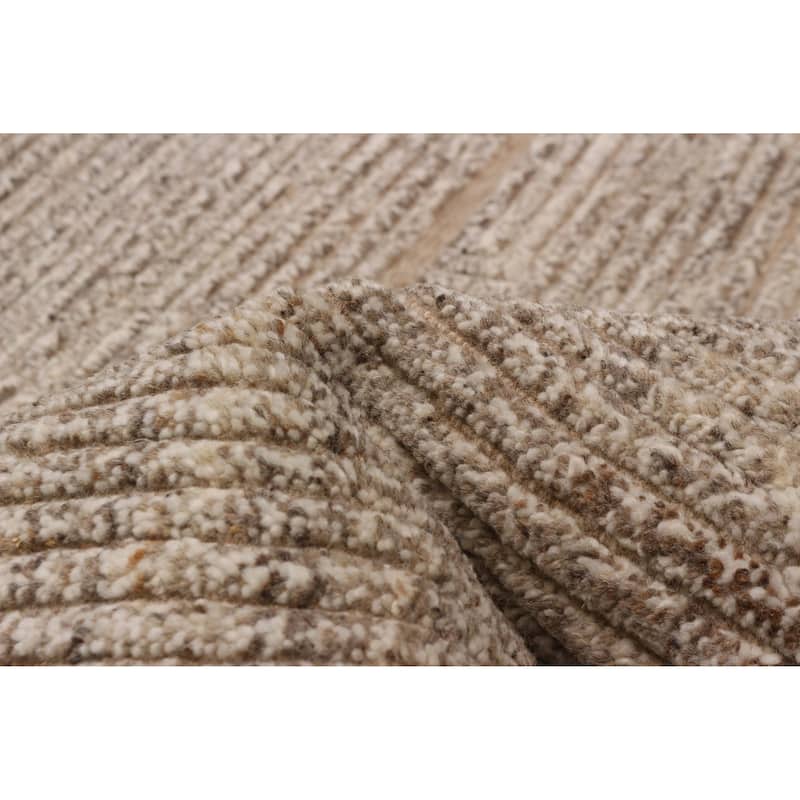 ECARPETGALLERY Hand-knotted Tangier Taupe Wool Rug - 8'0 x 10'2