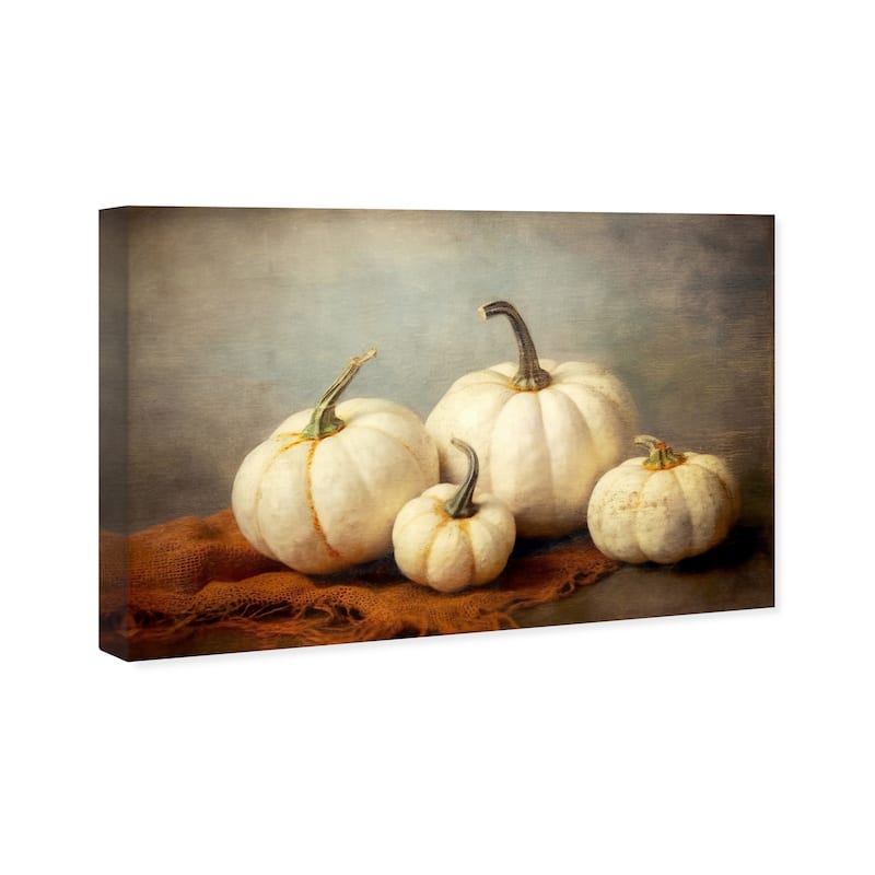 Wynwood Studio Canvas Food and Cuisine Pumpkin Variety White and Cream White Rustic Wall Art Canvas Print