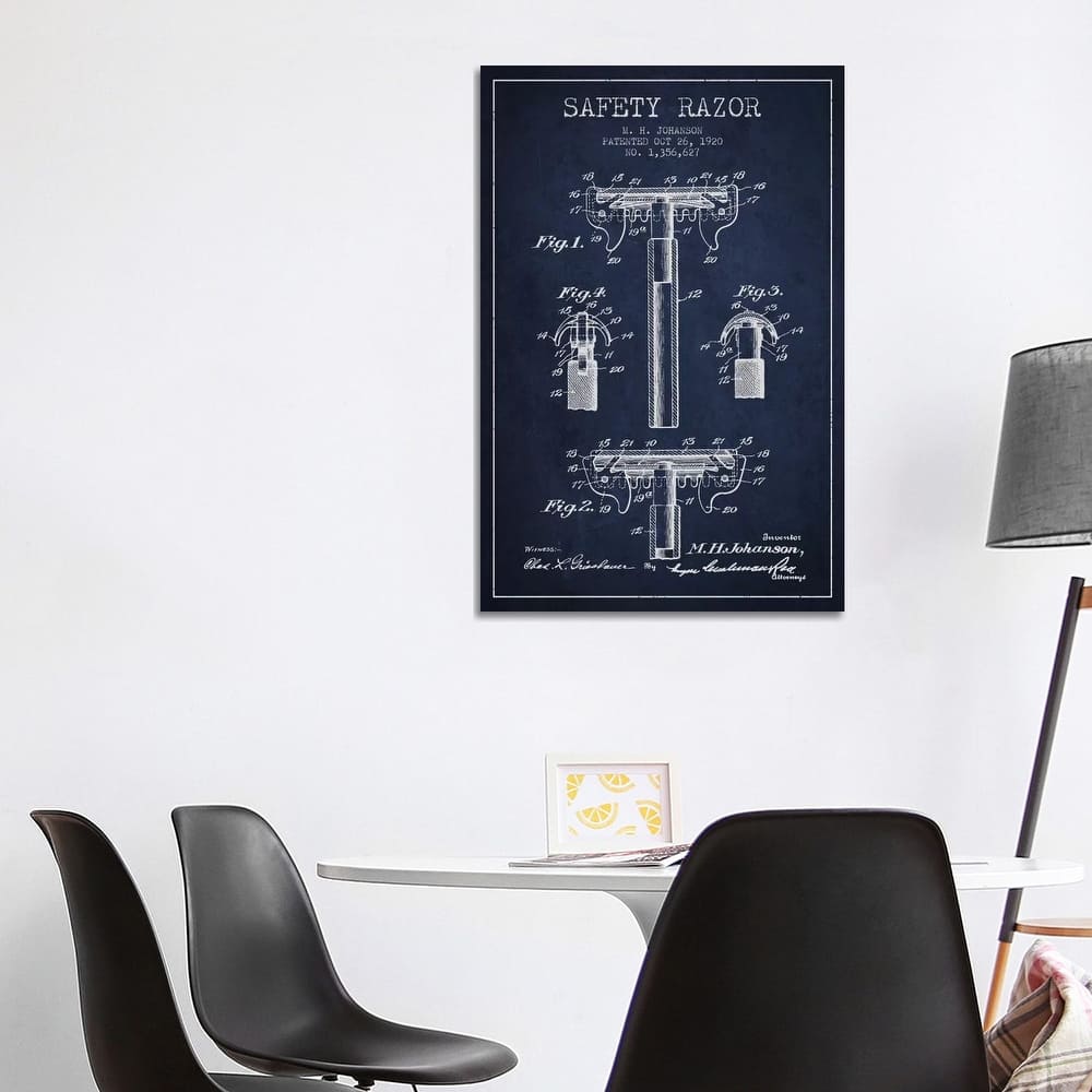 iCanvas "Razor Navy Blue Patent Blueprint" by Aged Pixel Canvas Print