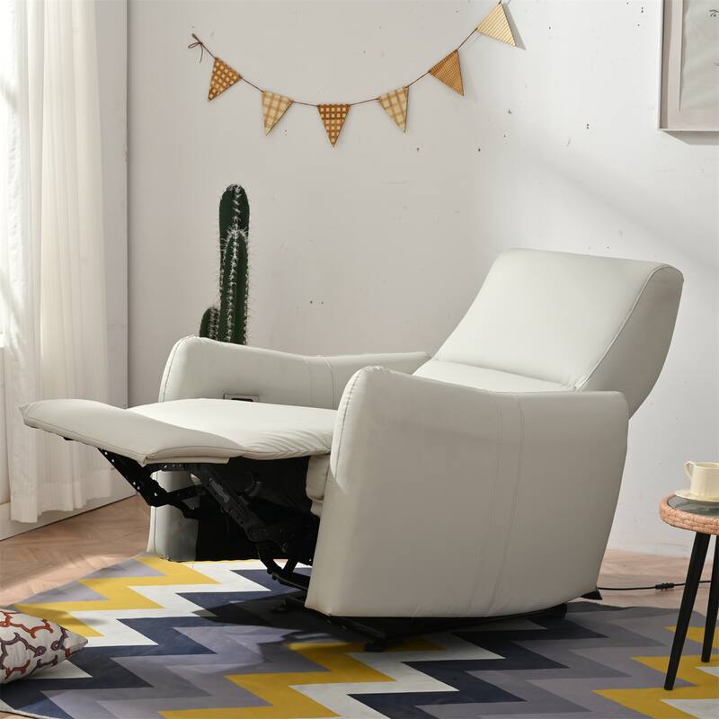 Wall Hugger Power Recliner Chair with USB Port, Electric Reclining Armchair for Small Spaces, PU Leather Sofa for Living Room