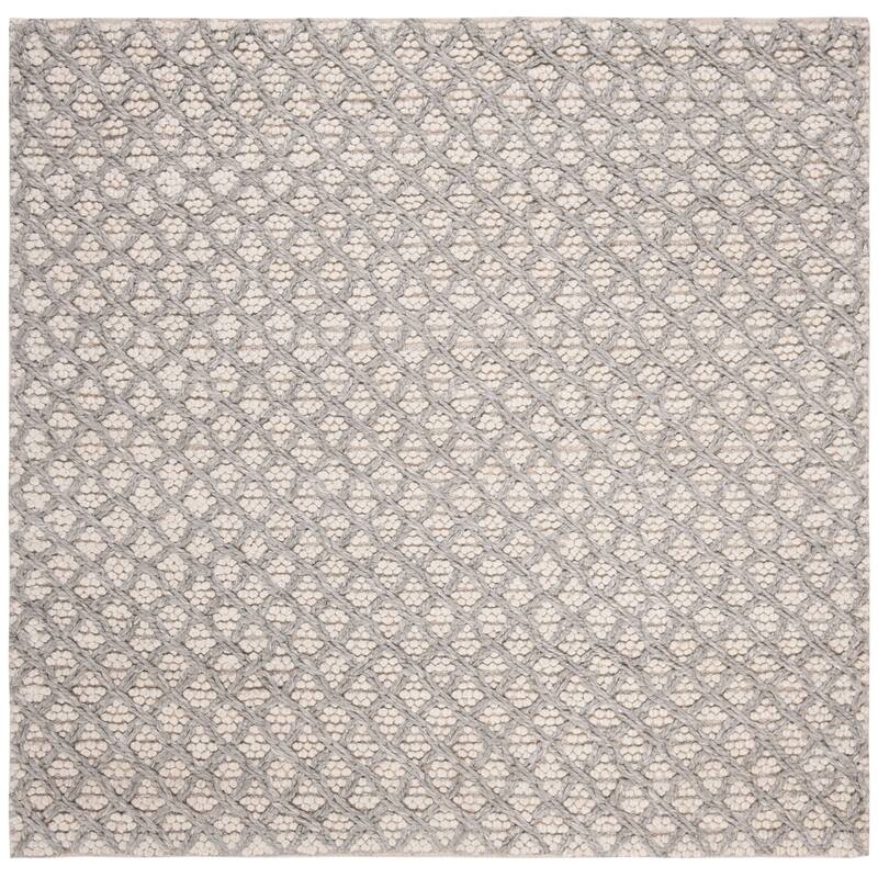 SAFAVIEH Handmade Natura Kumara Wool Rug - 6' Square - Silver/Ivory