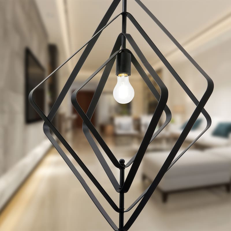 Charlotte River of Goods Black Metal 27.5-Inch Pendant Light with Adjustable Hanging Cord - 27.5" x 1.5" x 89"