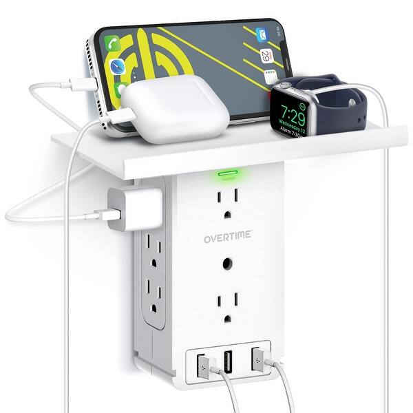 Socket Shelf Wall Charger Surge Protector With 8 Ac Outlets And 3 Usb Ports Electrical Outlet Extender Overstock 31610955