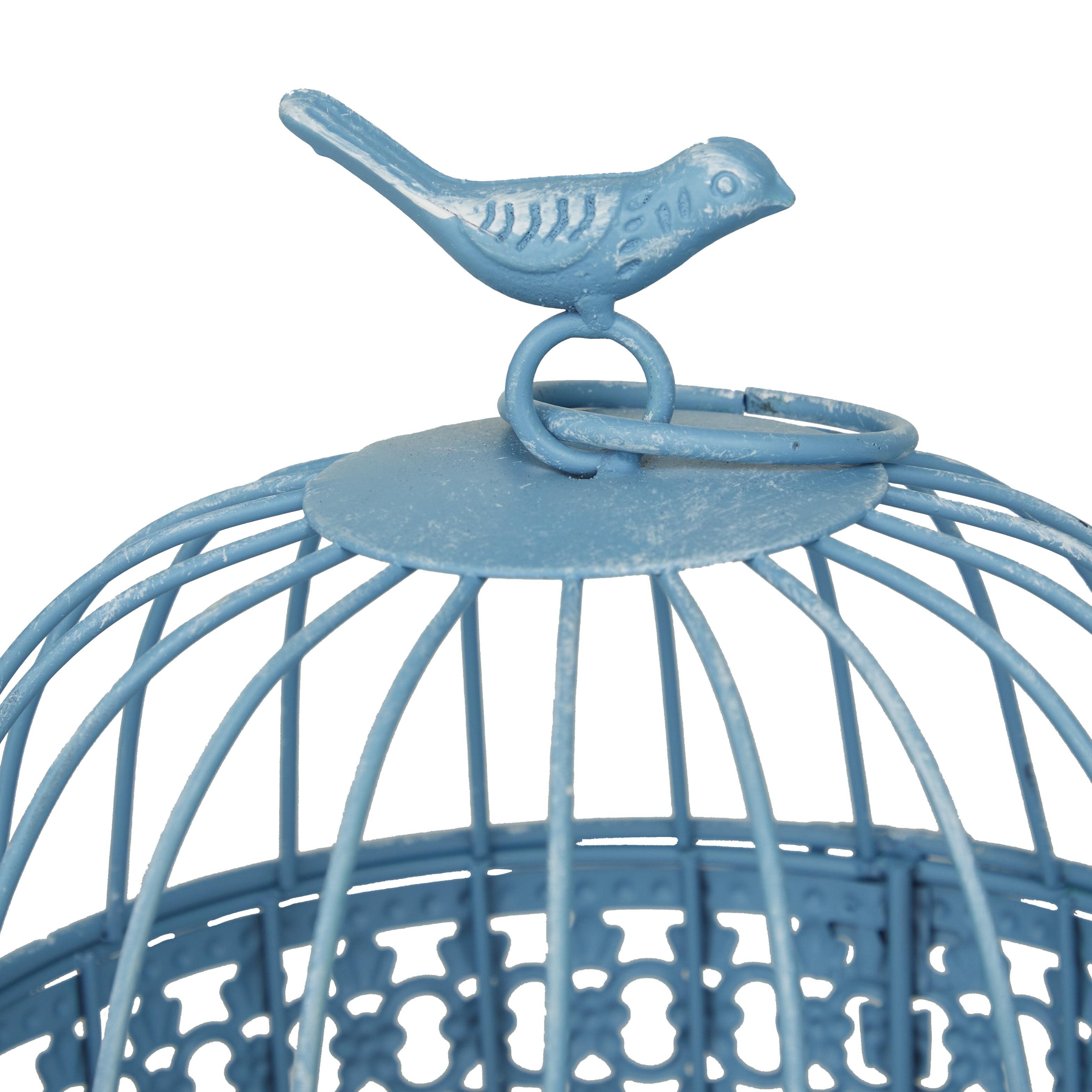 Metal Birdcage with Latch Lock Closure and Hanging Hook - Set of 2