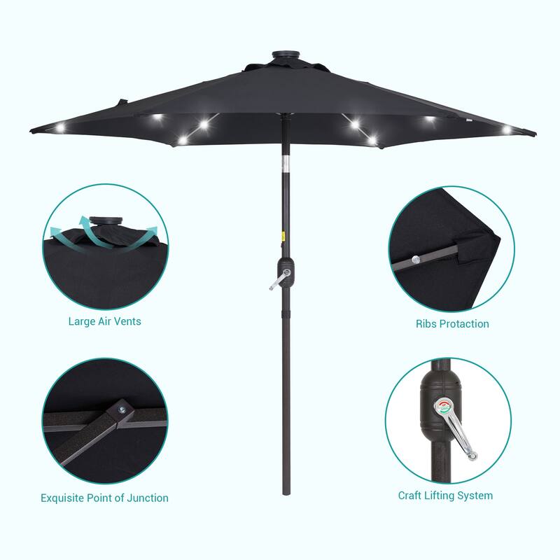 BONOSUKI 7.5ft LED Patio Umbrella Table Umbrellas,with Tilt and Crank
