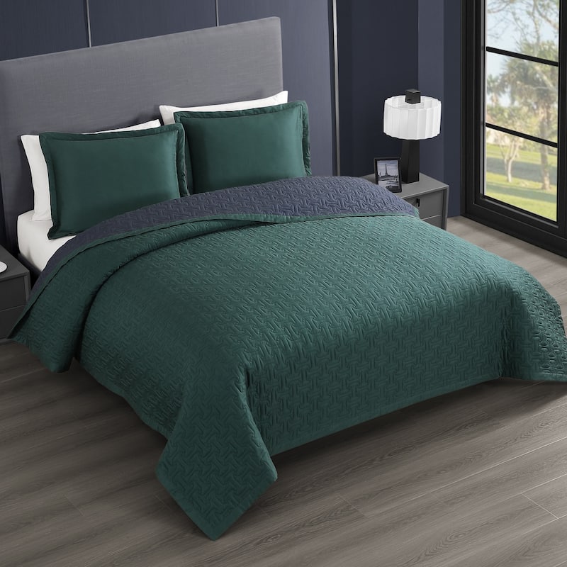 Bebejan 100% Cotton Sateen 3 Piece Textured Quilted Coverlet Set