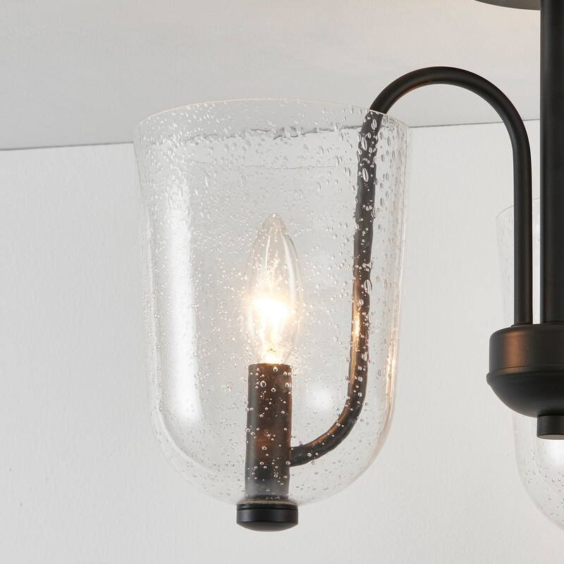 KAWOTI 3-light Modern Semi-flush Mount with Seeded Glass Shade - W17.25" x H12.4"