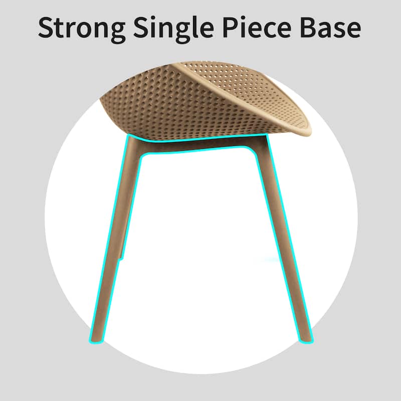 Mid-Century Modern Plastic Dining Chair Plastic Legs with Breathable Perforated Egg Shaped Seat for Indoor/Outdoor Use