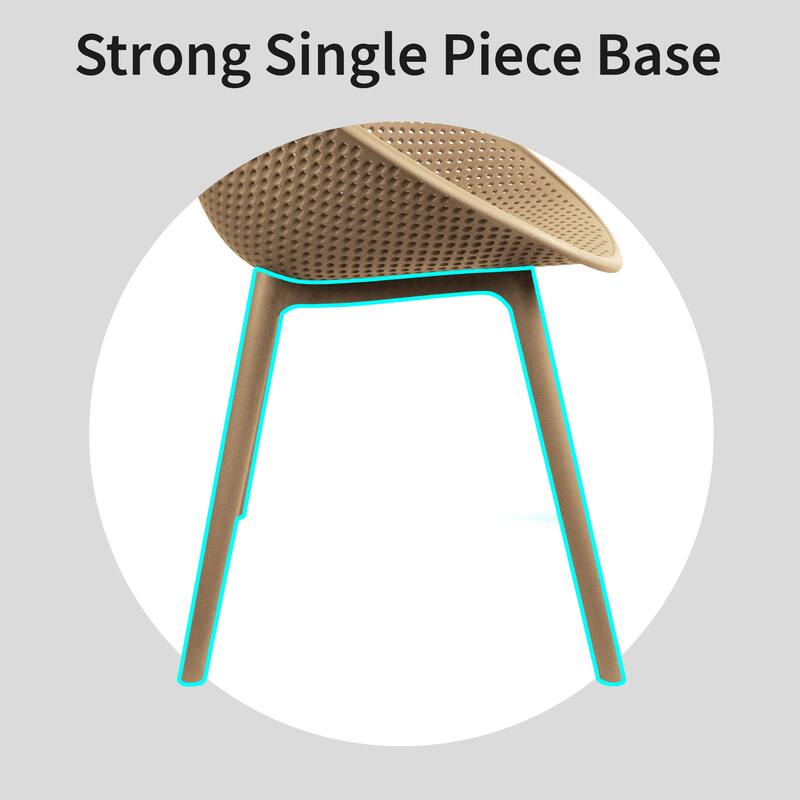 Set of 2 Mid-Century Modern Plastic Dining Chair Plastic Legs with Breathable Perforated Egg Shaped Seat for Indoor/Outdoor Use