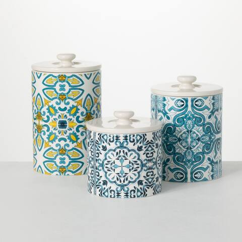 Sullivans Portuguese Print Canister - Set of 3